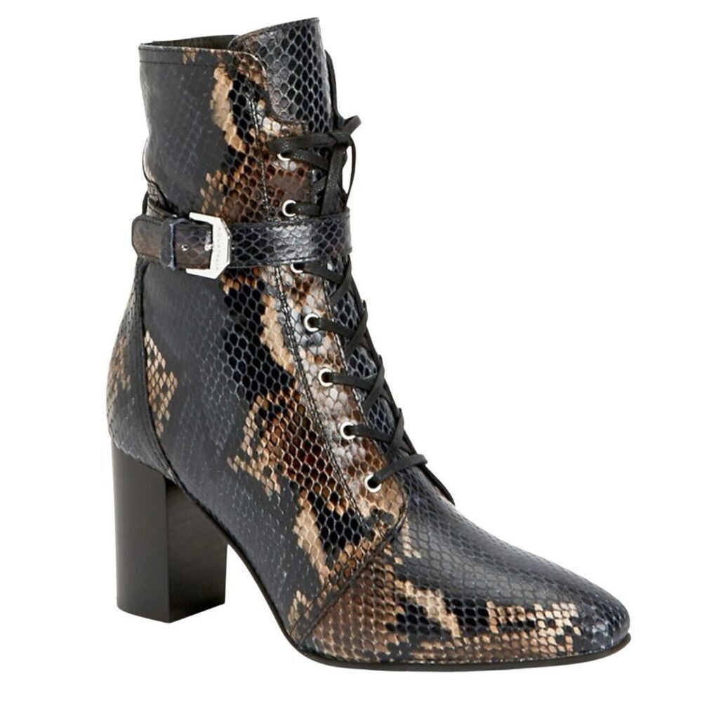 Aquatalia | Fawn Leather Snakeskin Lace Up Boots